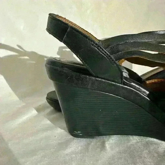 Clarks Artisan Leather Sling back Wedge Sandals Black 60793 Size 9.5 - Picture 5 of 9